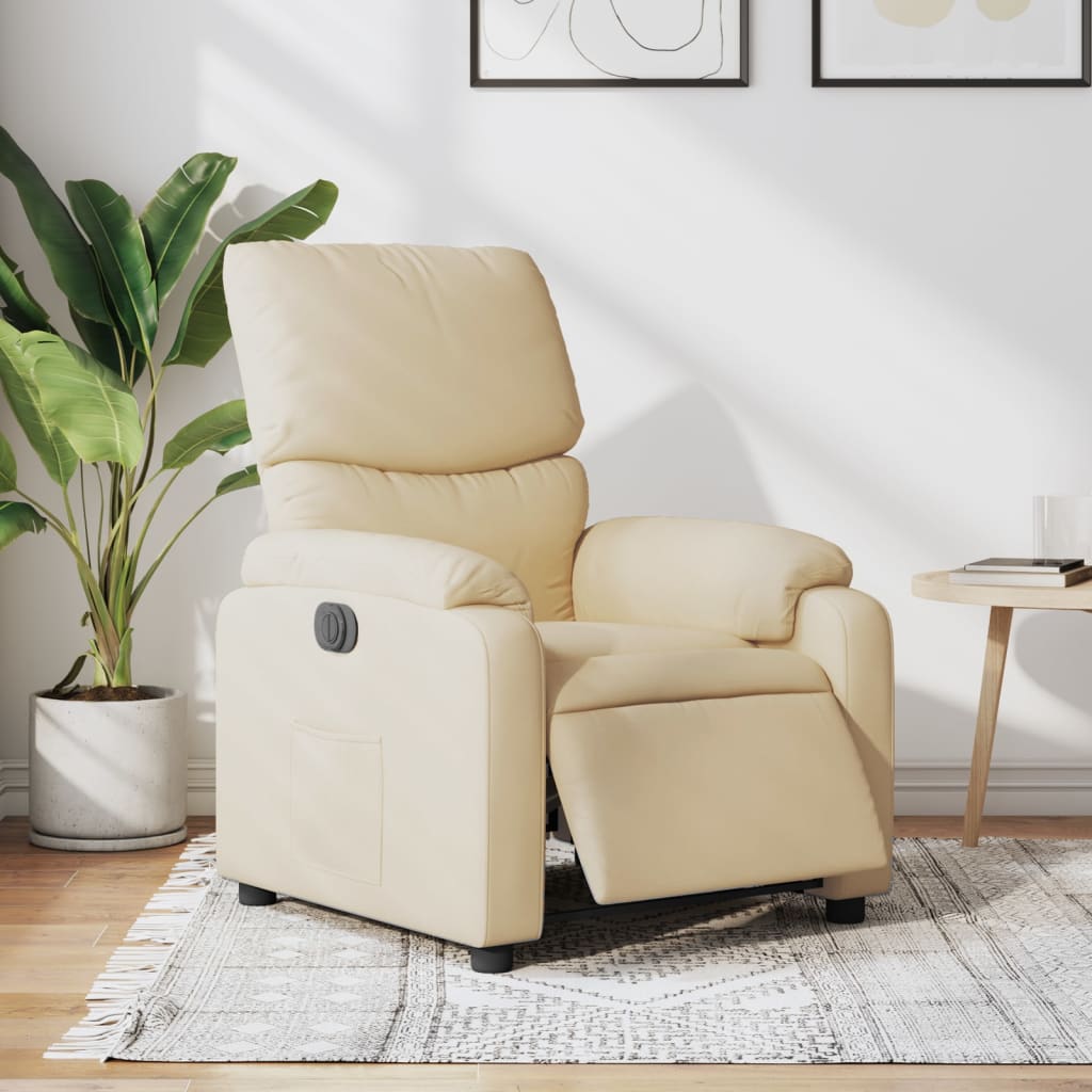 Vetonek Sillón reclinable eléctrico de tela crema