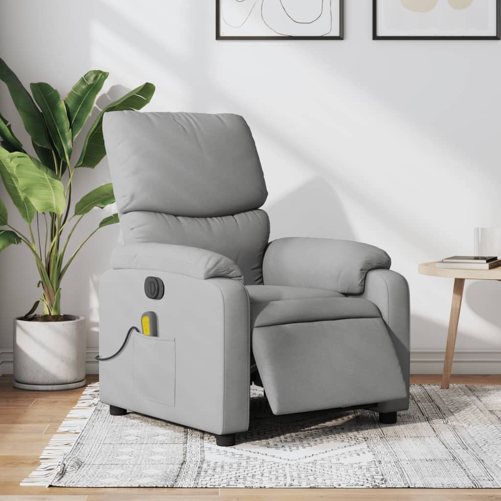 Vetonek Sillón reclinable de masaje eléctrico tela gris claro