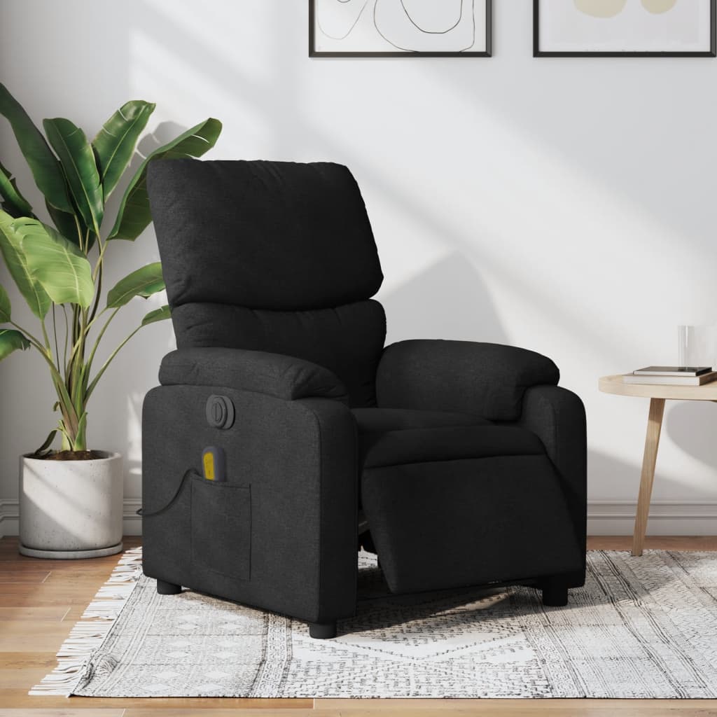 Vetonek Sillón reclinable de masaje eléctrico tela negro