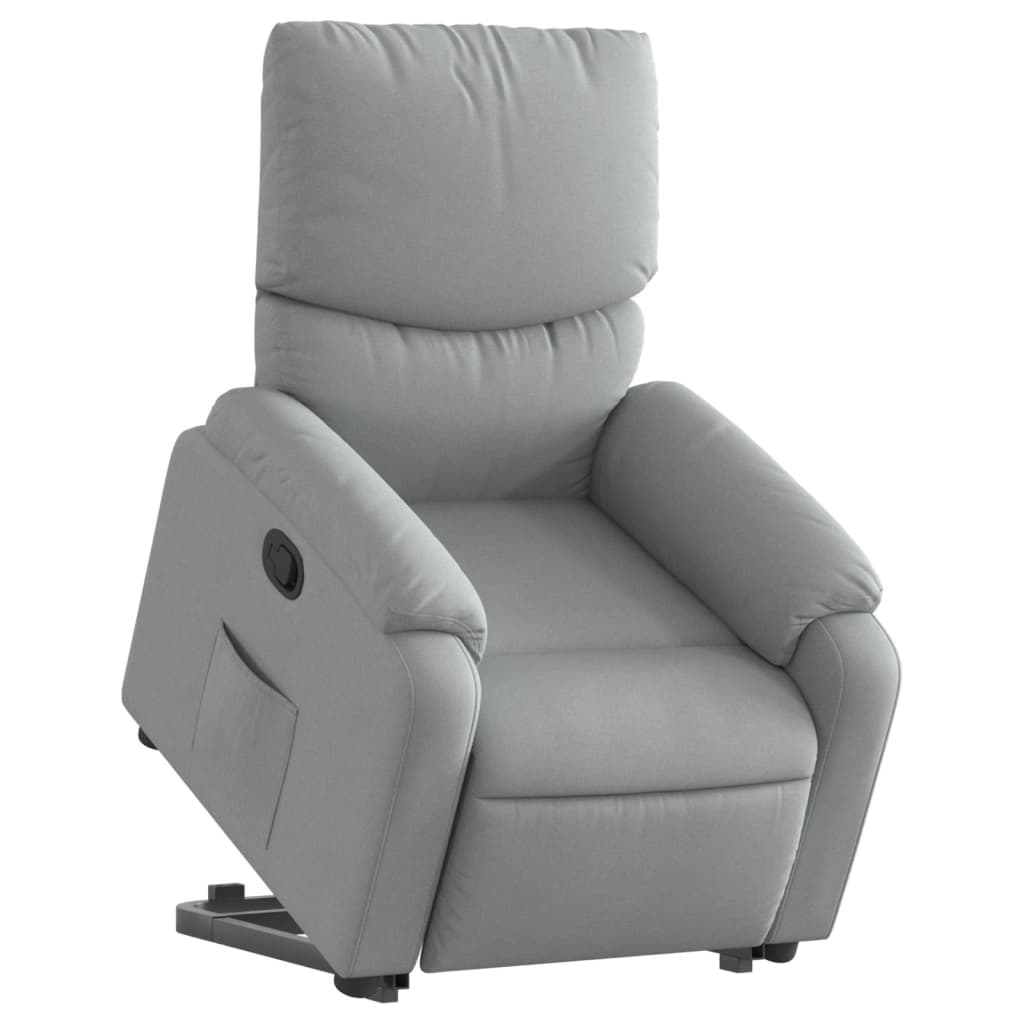 Reinclinable armchair of light gray fabric