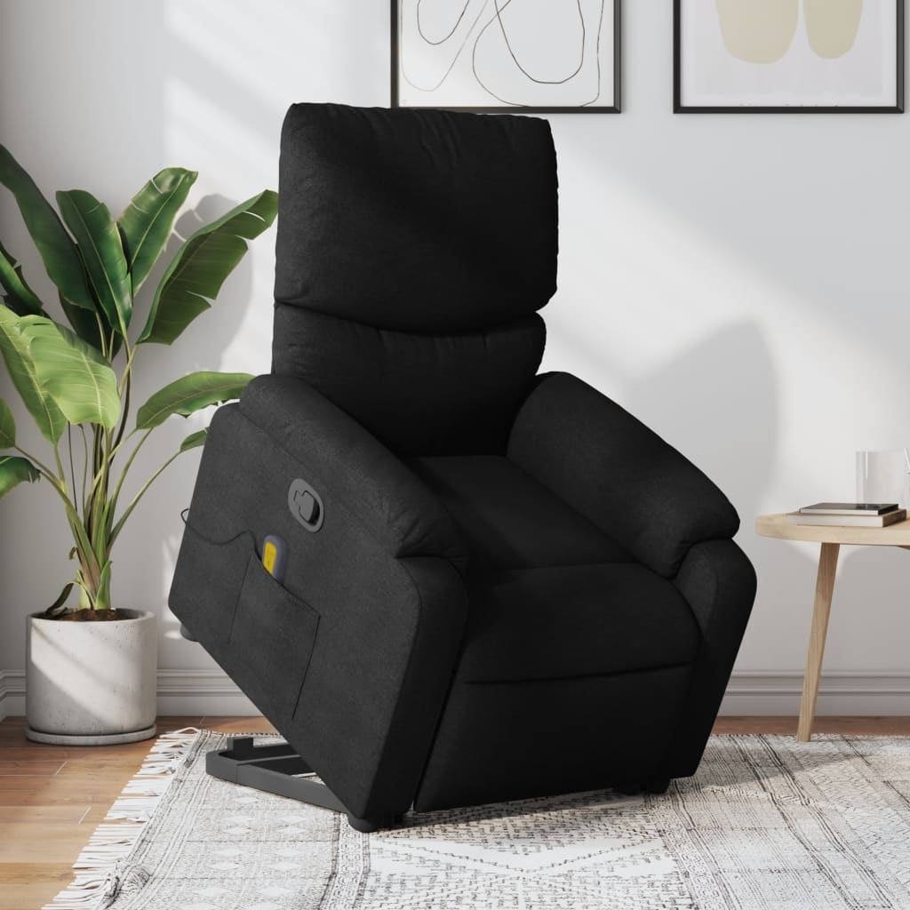 Vetonek Sillón reclinable de masaje elevable tela negro