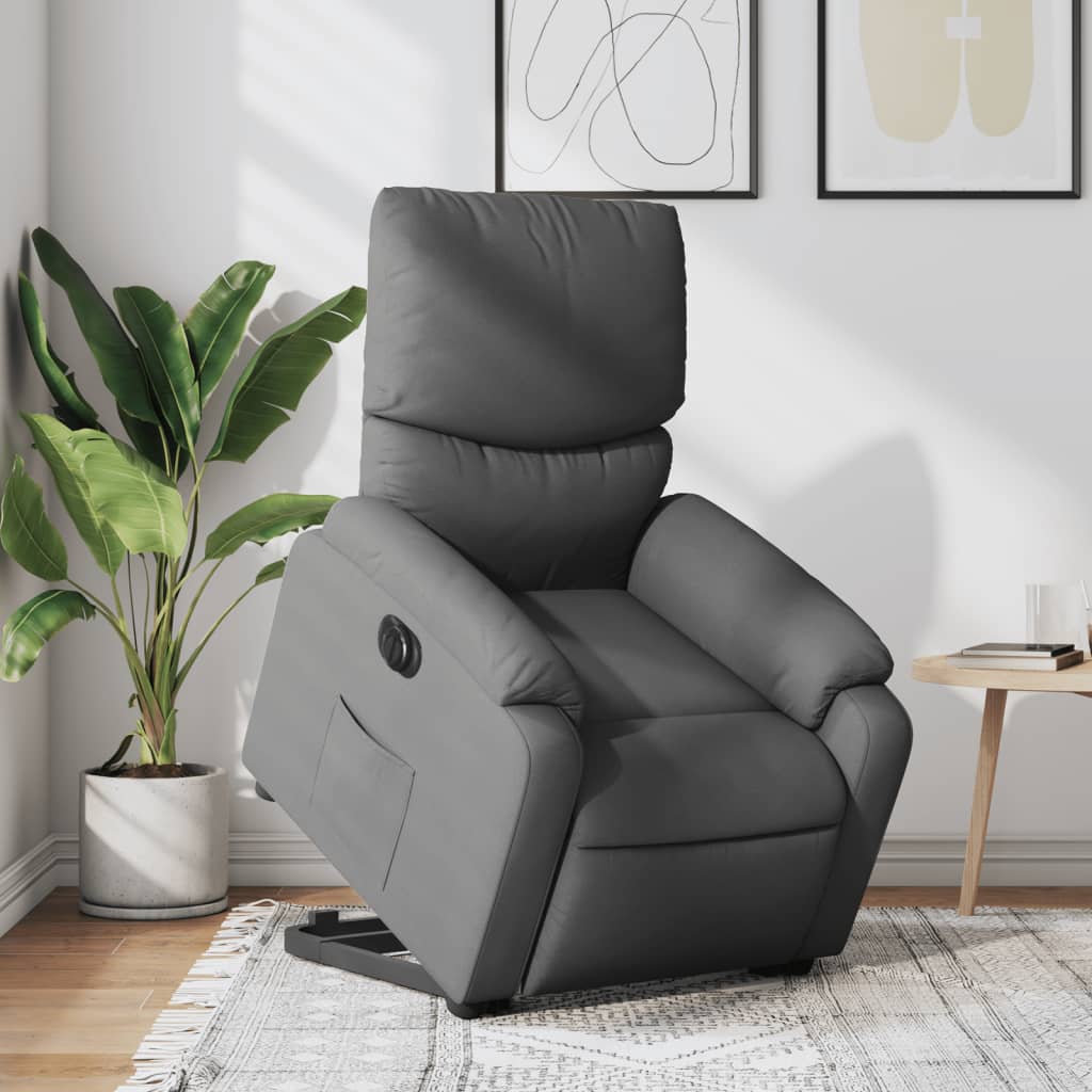 Vetonek Sillón eléctrico reclinable elevable de tela gris oscuro