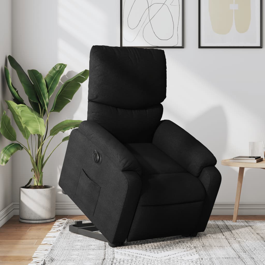 Vetonek Sillón eléctrico reclinable elevable de tela negro