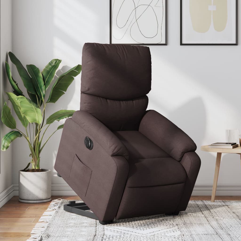 Vetonek Sillón eléctrico reclinable elevable de tela marrón oscuro