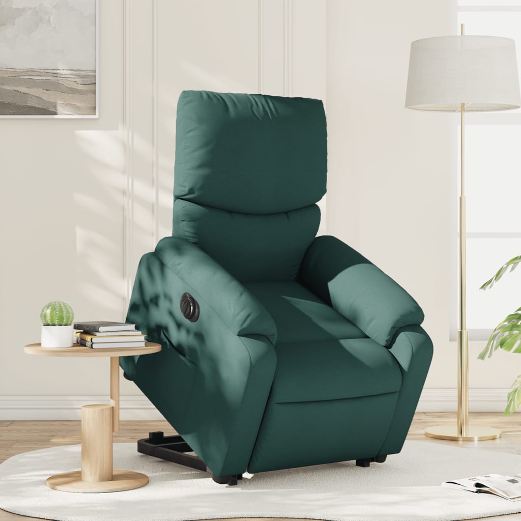 Vetonek Sillón eléctrico reclinable elevable de tela verde oscuro