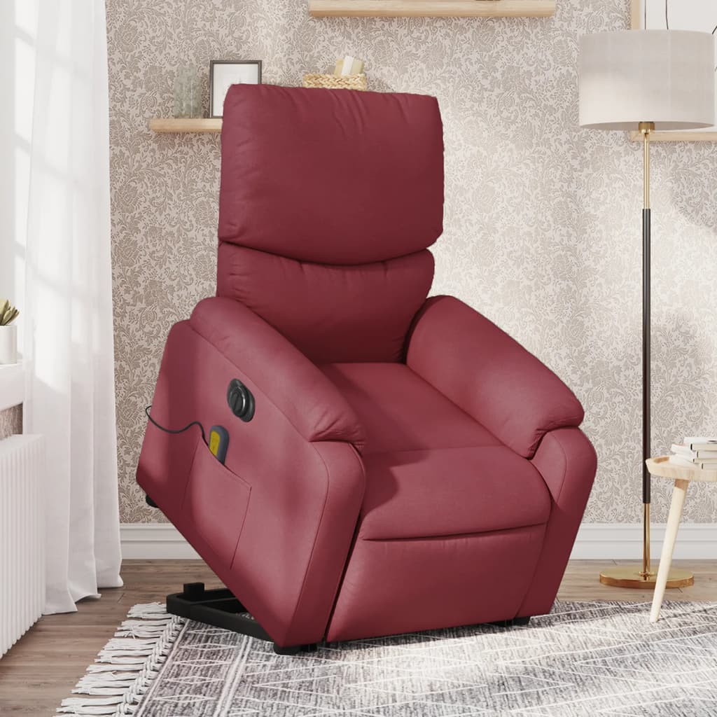 Vetonek Sillón de masaje eléctrico reclinable elevable tela rojo tinto