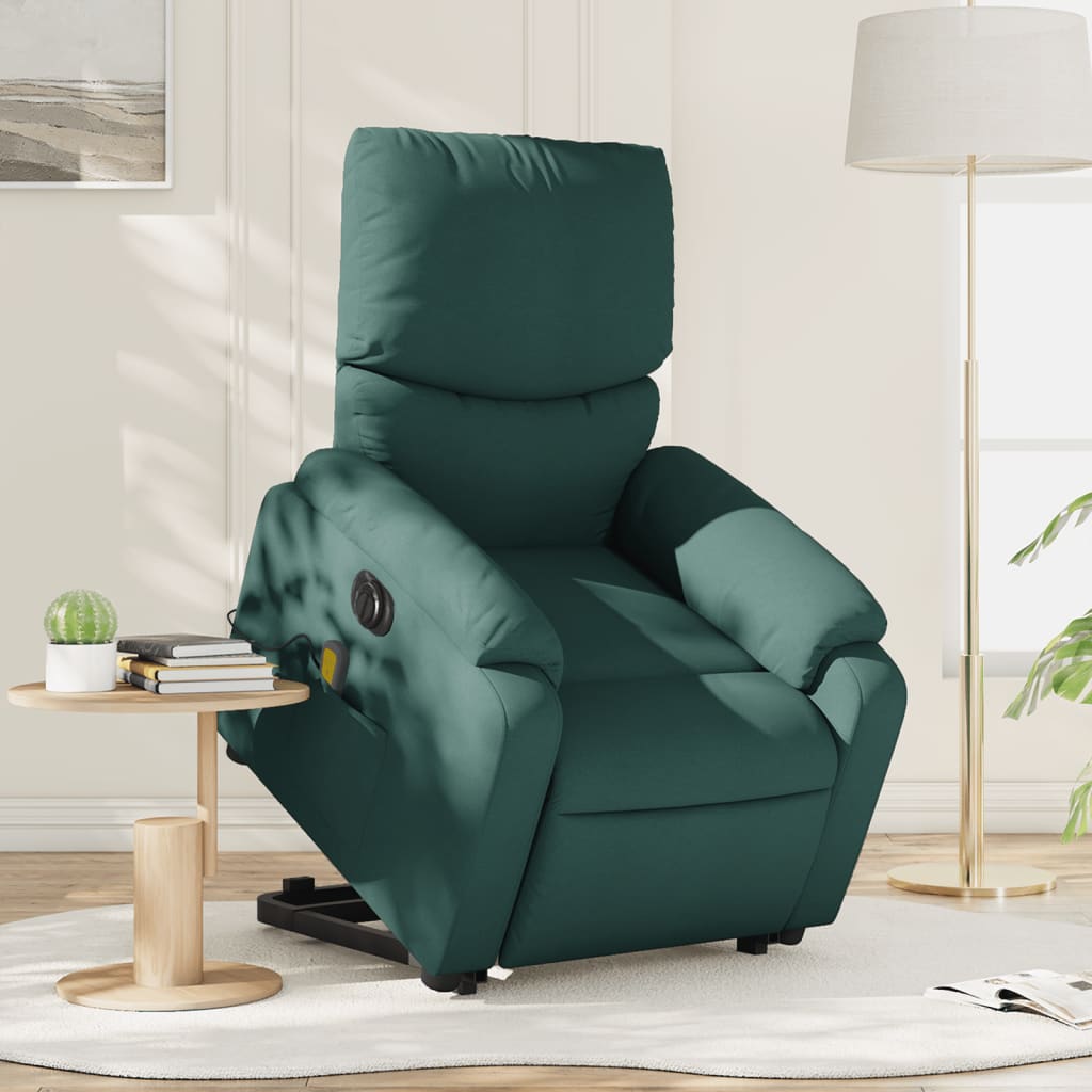 Vetonek Sillón masaje eléctrico reclinable elevable tela verde oscuro