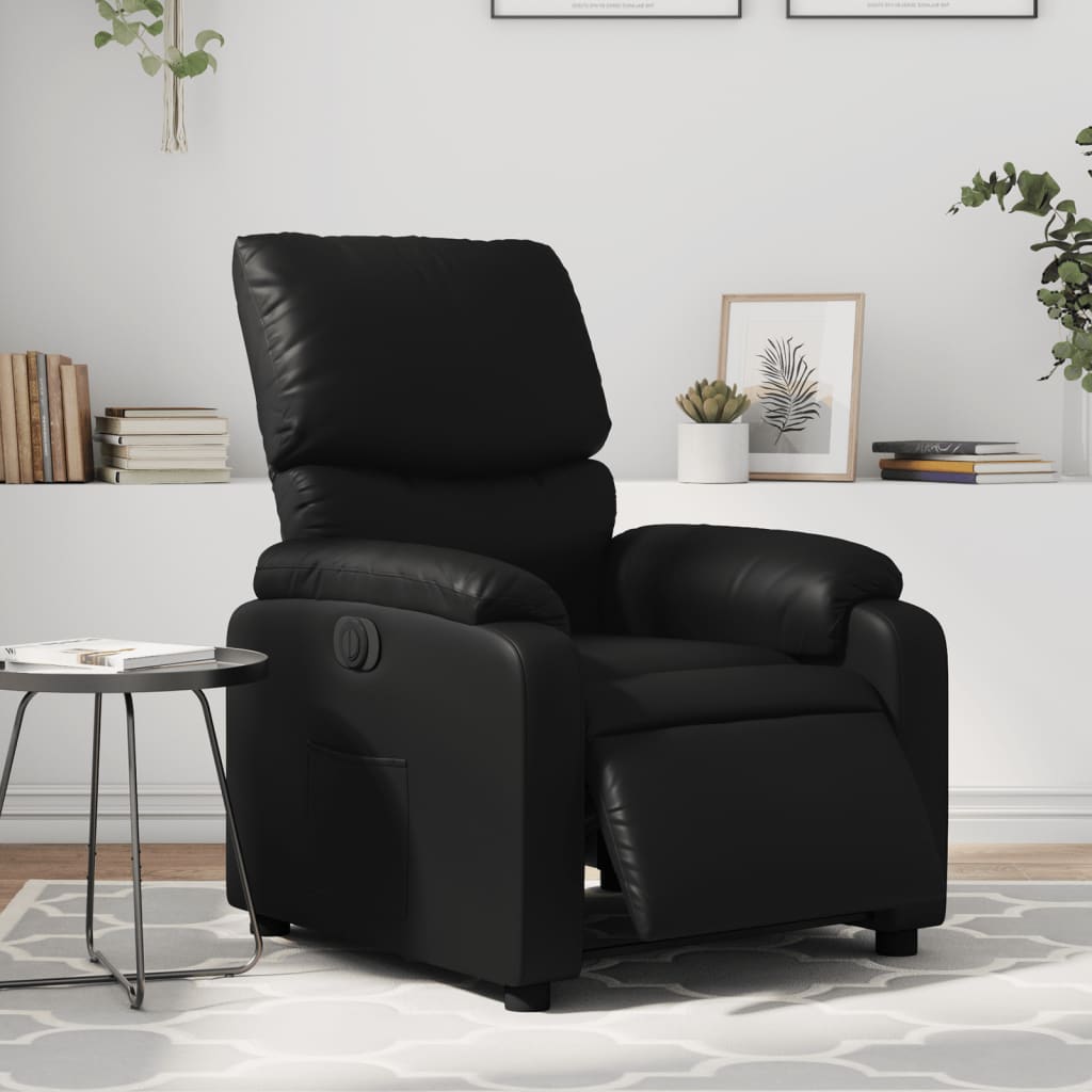 Vetonek Sillón reclinable eléctrico de cuero sintético negro