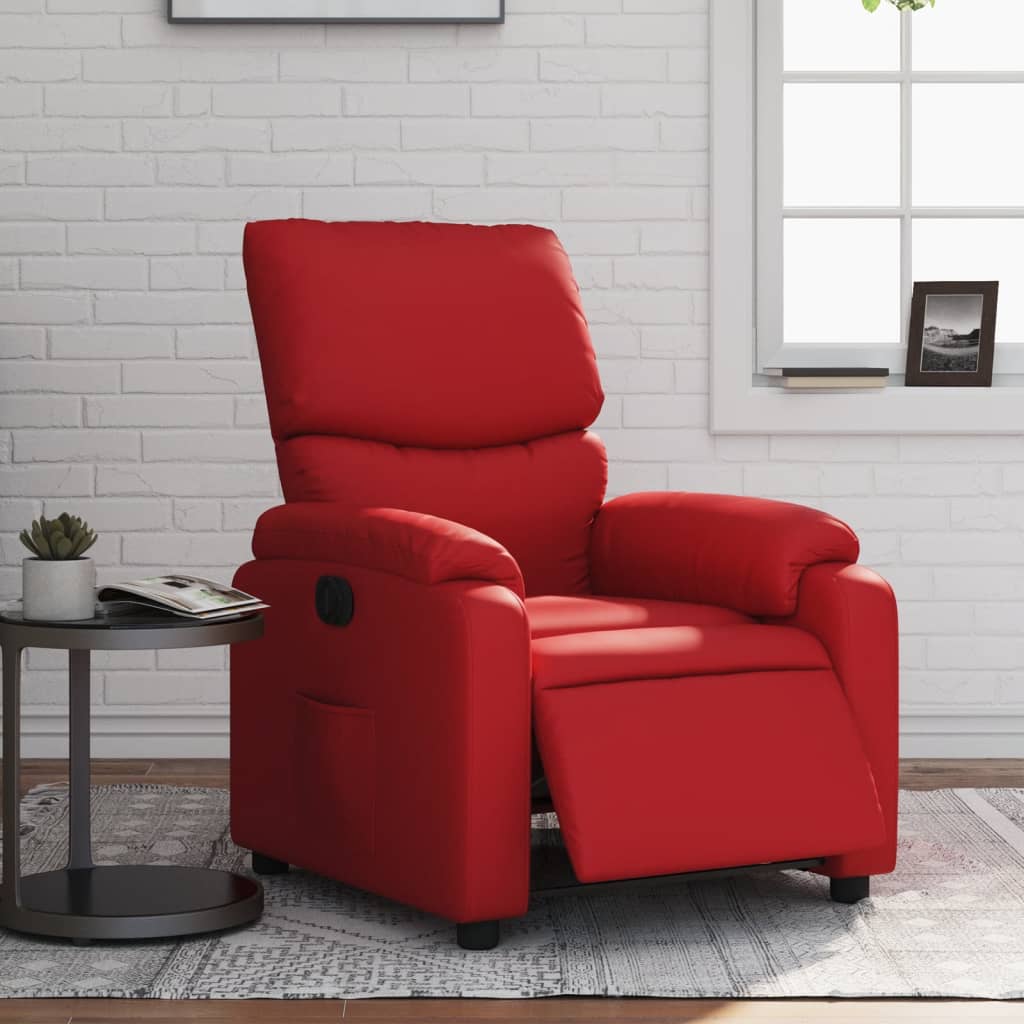 Vetonek Sillón reclinable eléctrico de cuero sintético rojo