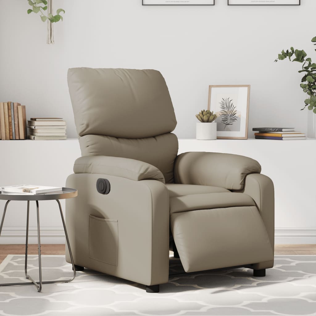 Vetonek Sillón reclinable eléctrico de cuero sintético color capuchino