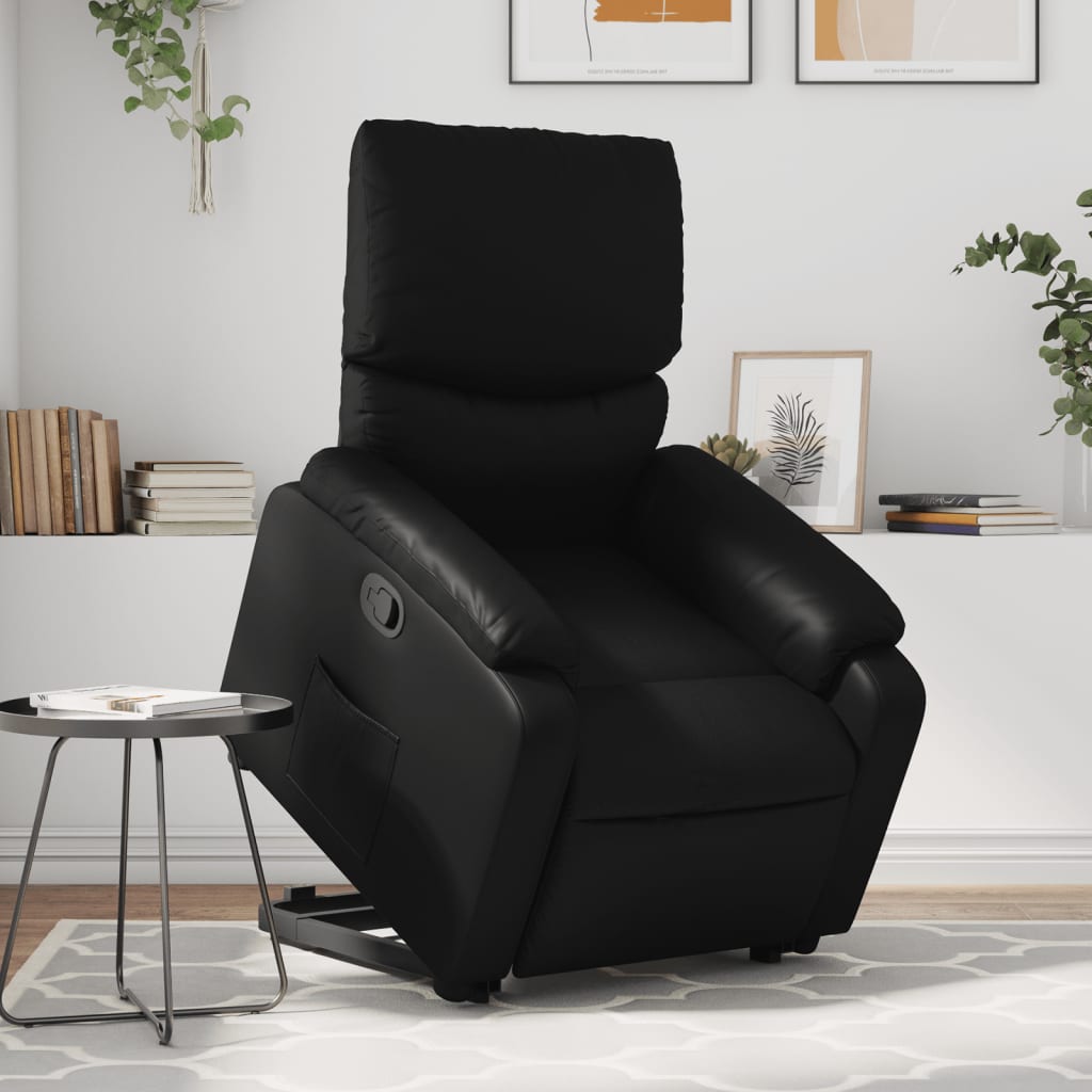 Vetonek Sillón reclinable elevable cuero artificial negro