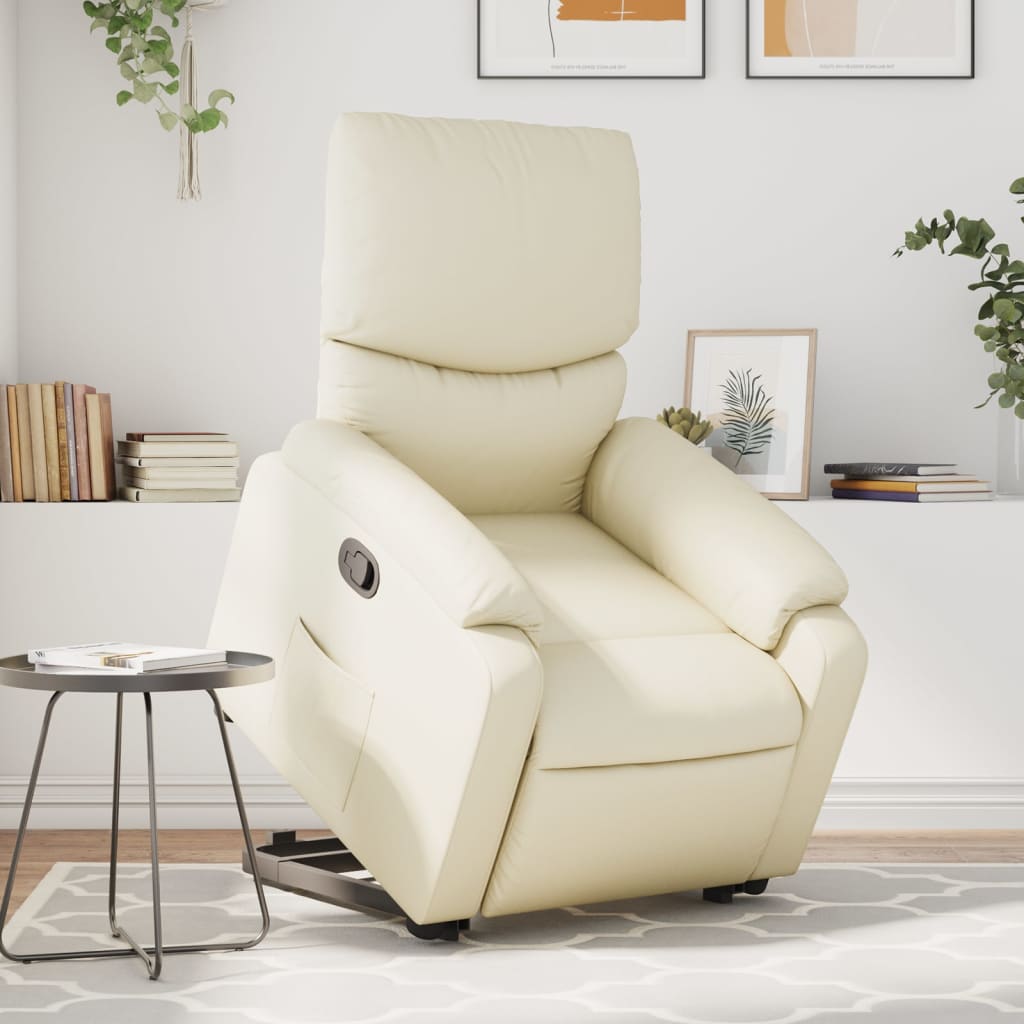 Vetonek Sillón reclinable elevable cuero artificial color crema