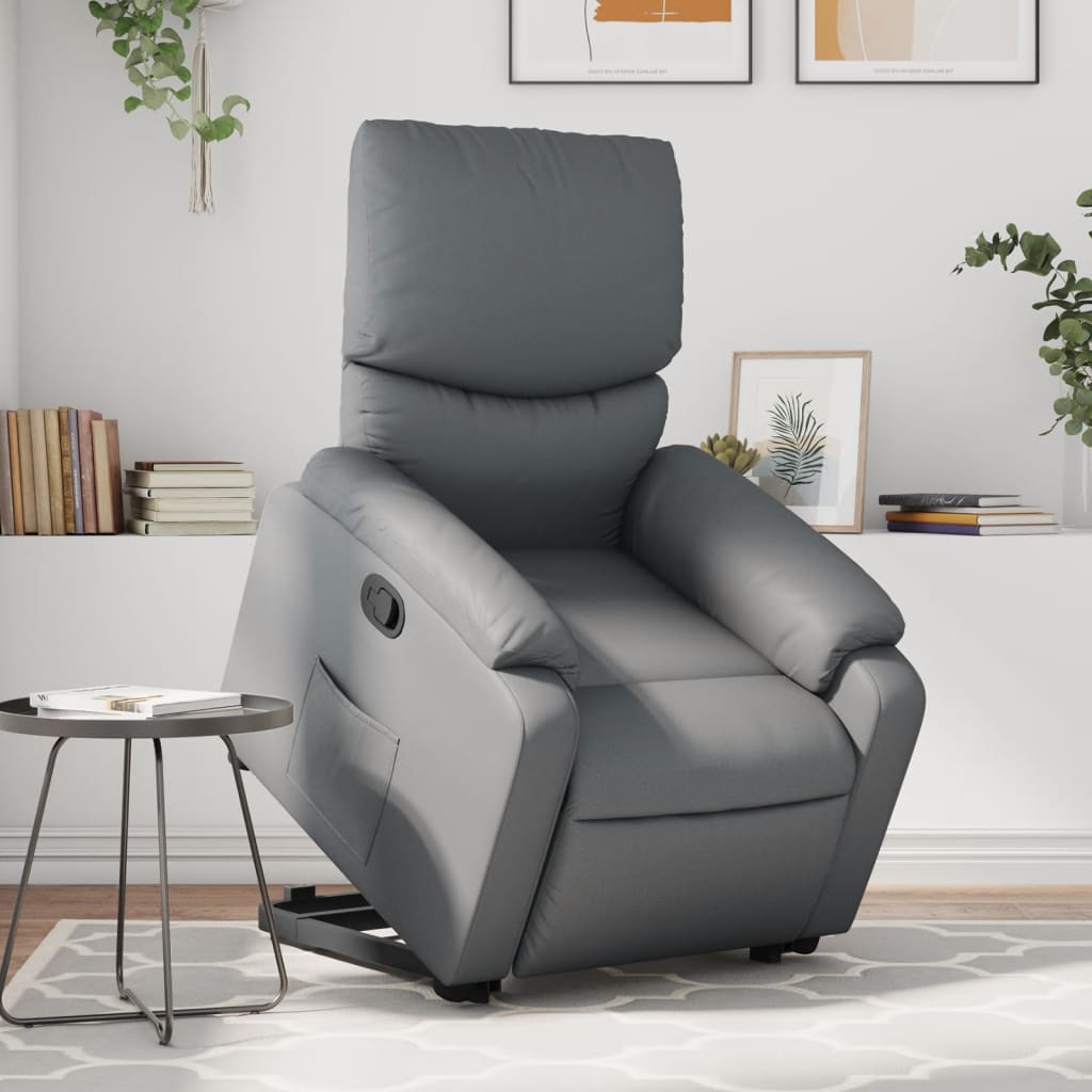 Vetonek Sillón reclinable elevable cuero artificial gris