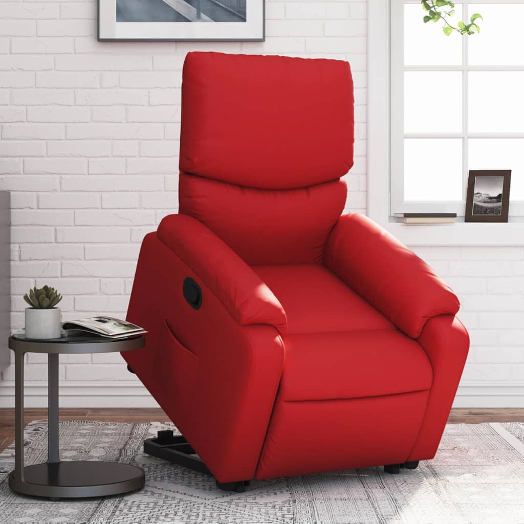 Vetonek Sillón reclinable elevable cuero artificial rojo