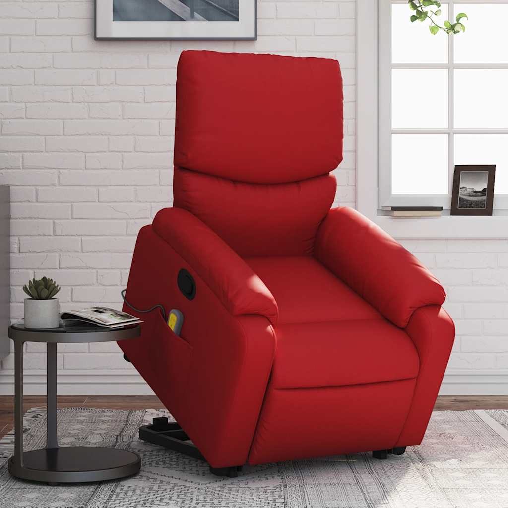 Vetonek Sillón reclinable de masaje de pie cuero artificial rojo