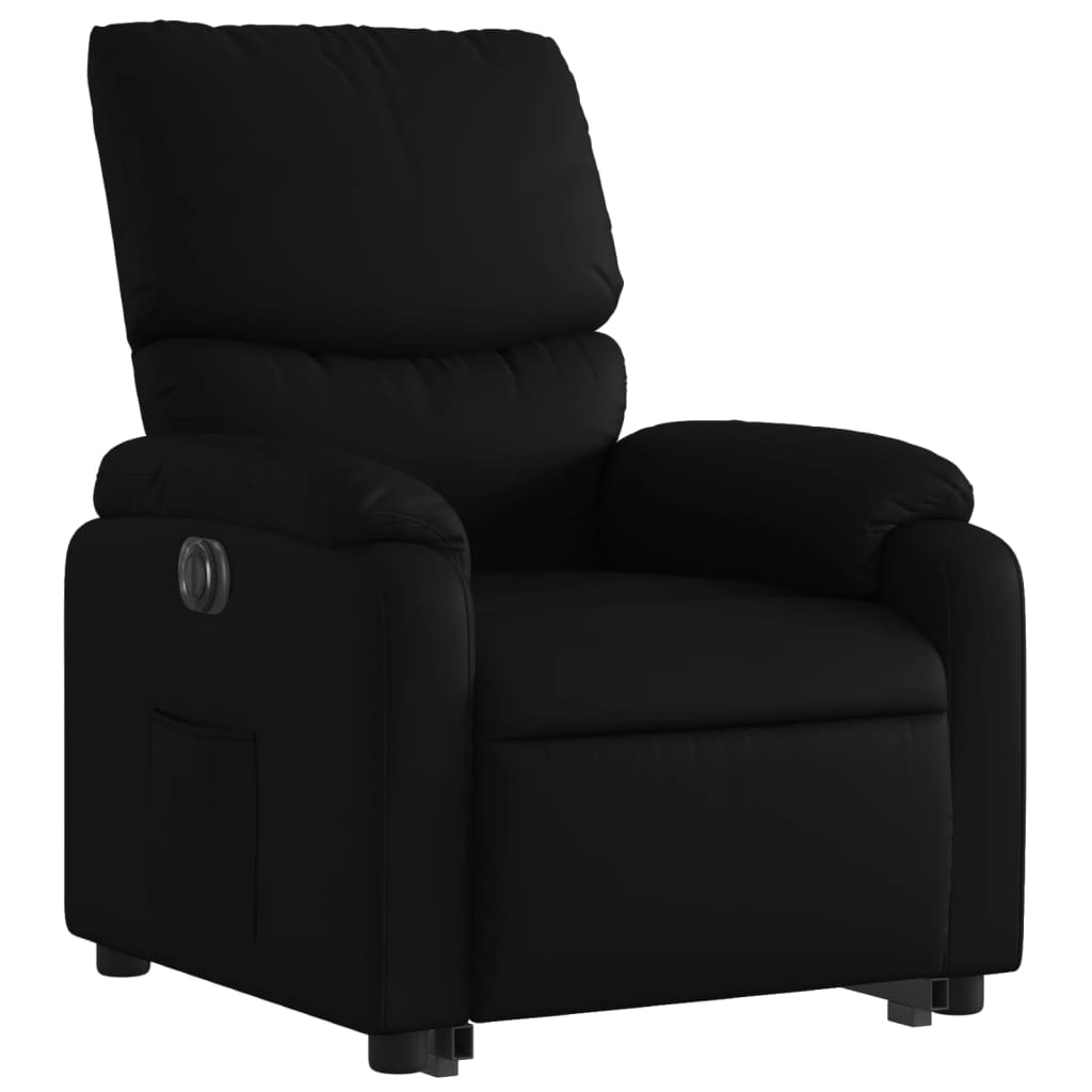 Reinclinable and electric synthetic chair black synthetic leather