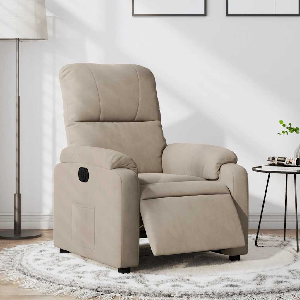 Vetonek Sillón reclinable eléctrico tela de microfibra gris taupe