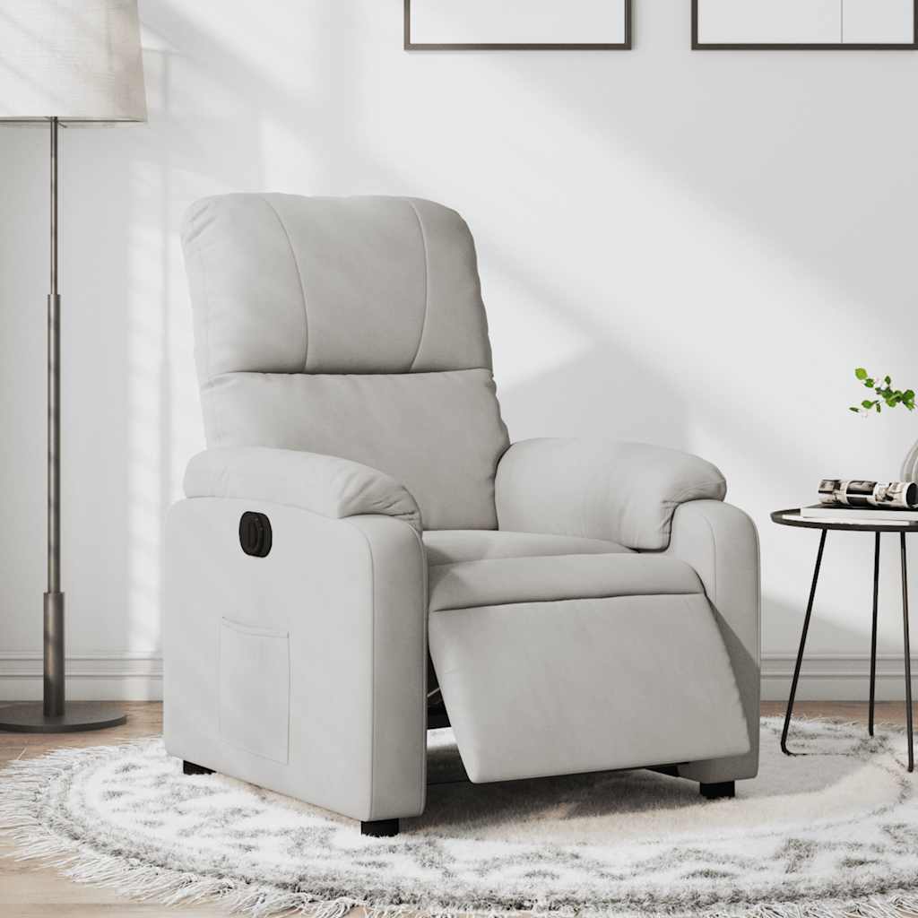 Vetonek Sillón reclinable eléctrico tela de microfibra gris claro