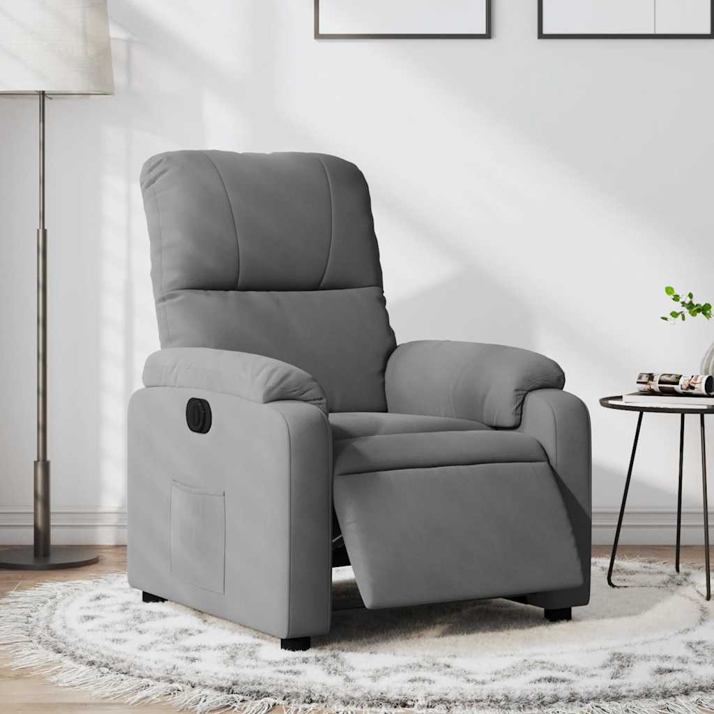 Vetonek Sillón reclinable eléctrico tela de microfibra gris oscuro