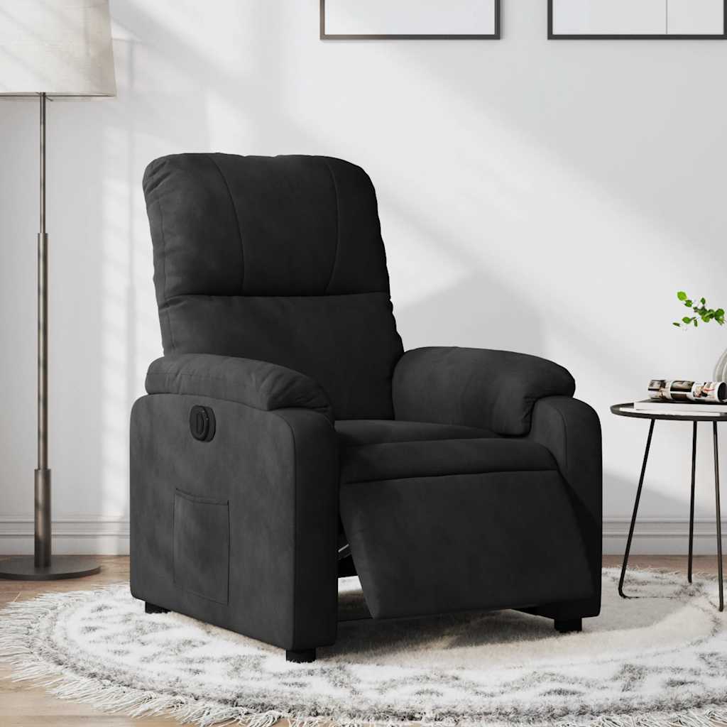 Vetonek Sillón reclinable eléctrico tela de microfibra negro