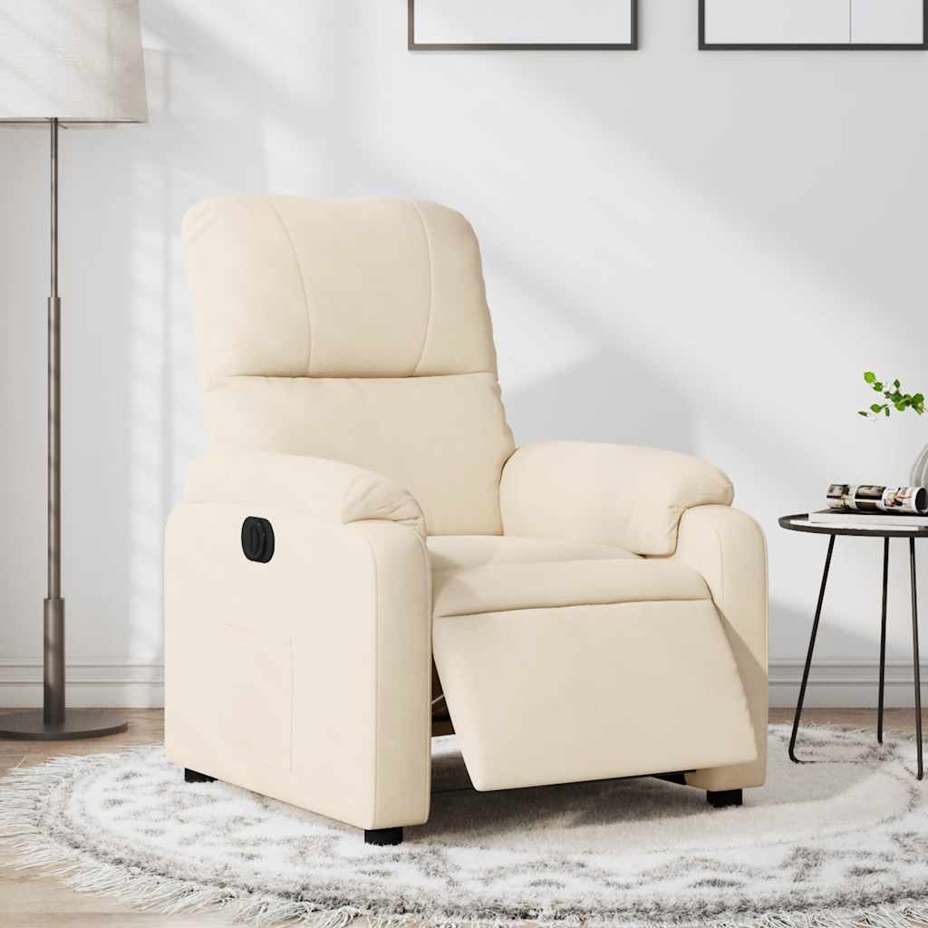 Vetonek Sillón reclinable eléctrico tela de microfibra beige