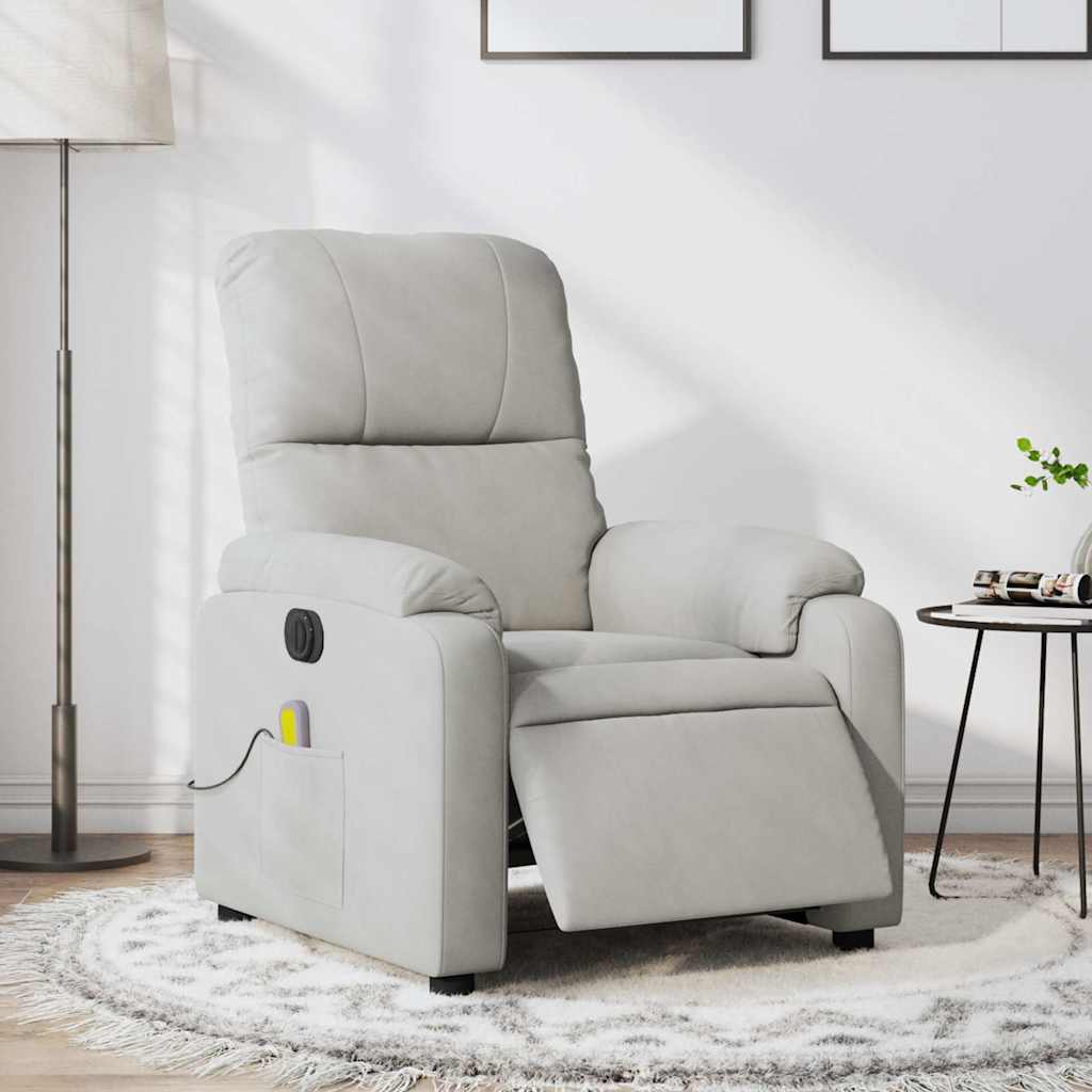 Vetonek Sillón reclinable masaje eléctrico tela microfibra gris claro