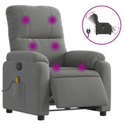 Vetonek Sillón reclinable masaje eléctrico tela microfibra gris oscuro