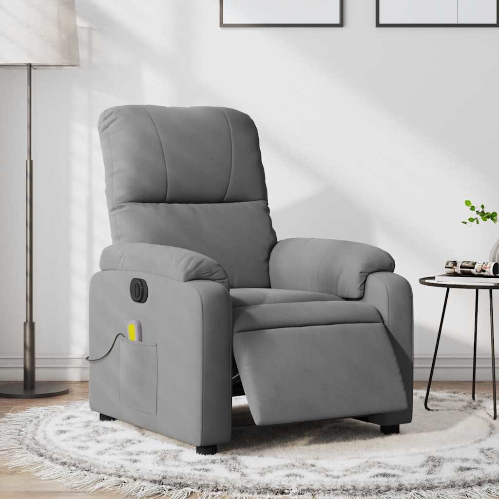 Sillón reclinable masaje eléctrico tela microfibra gris oscuro v4122 Vetonek