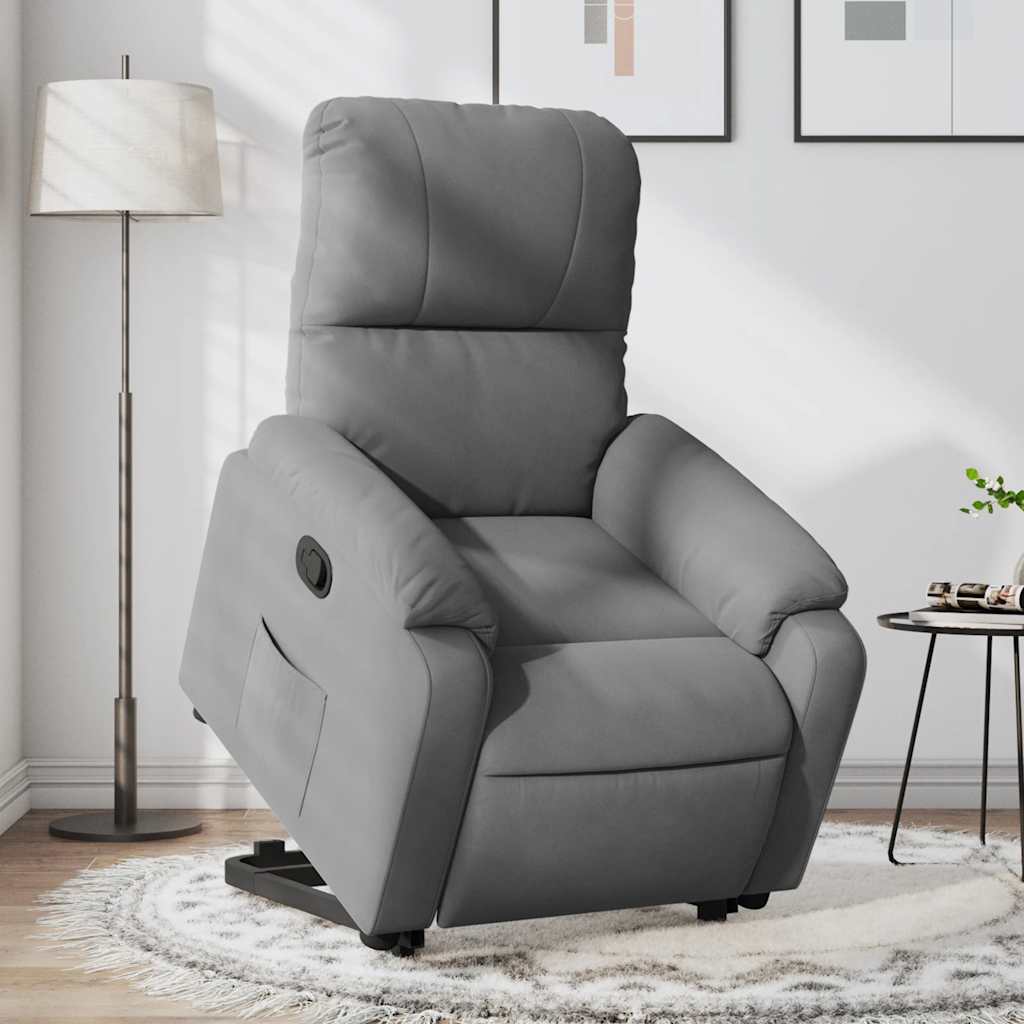 Vetonek Sillón reclinable elevable tela de microfibra gris oscuro