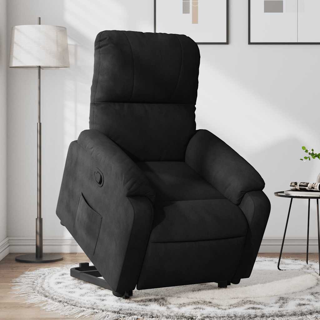 Vetonek Sillón reclinable elevable tela de microfibra negro