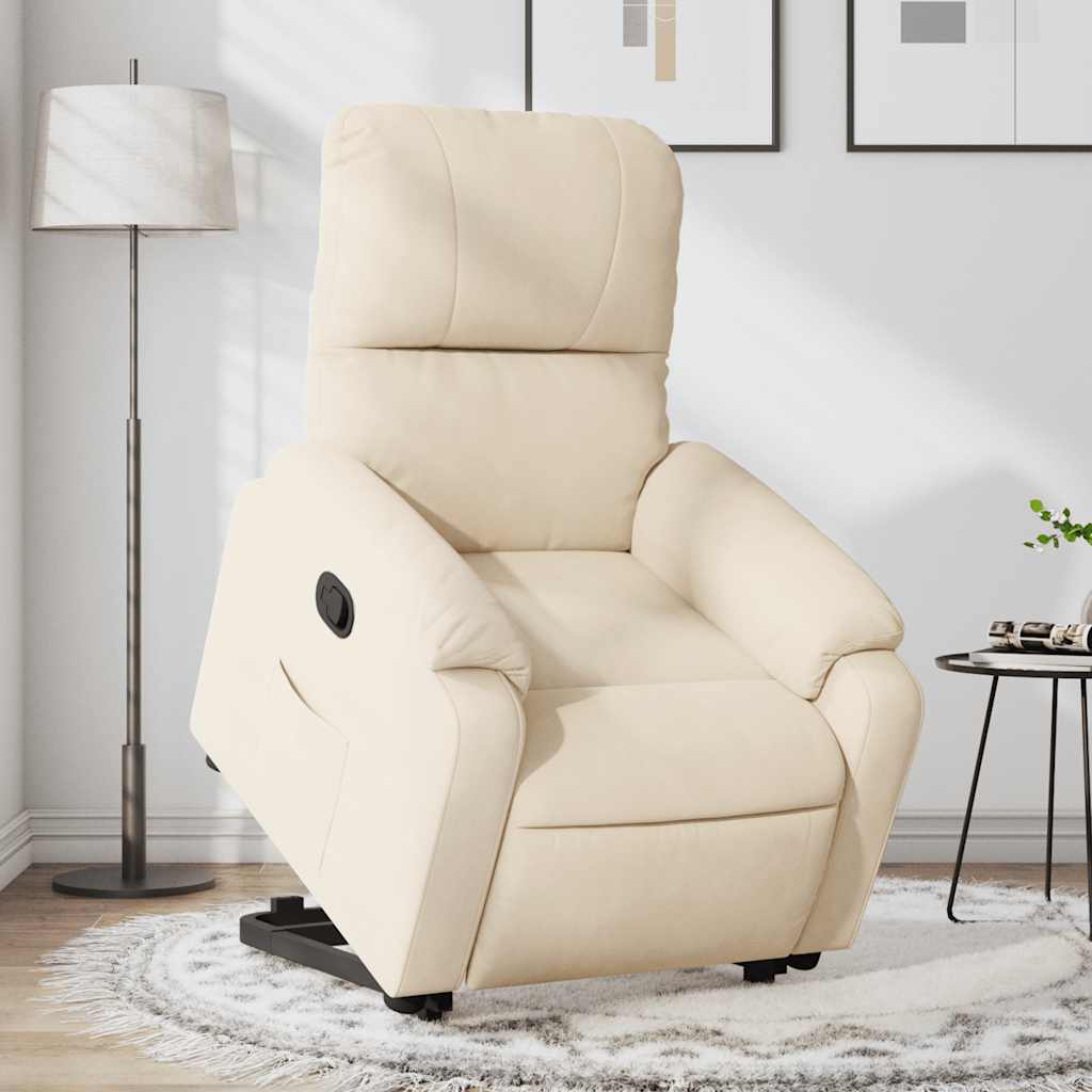 Vetonek Sillón reclinable elevable tela de microfibra beige