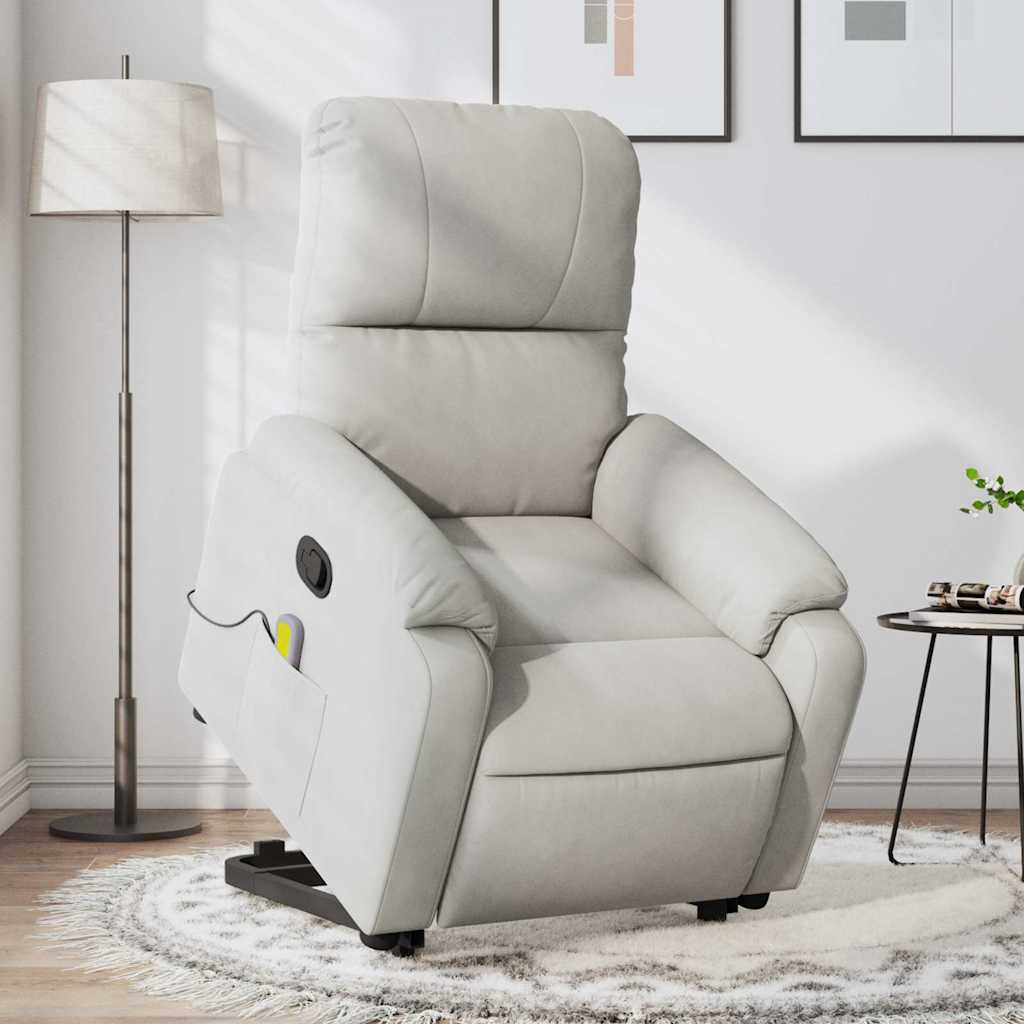 Vetonek Sillón reclinable de masaje elevable tela microfibra gris claro