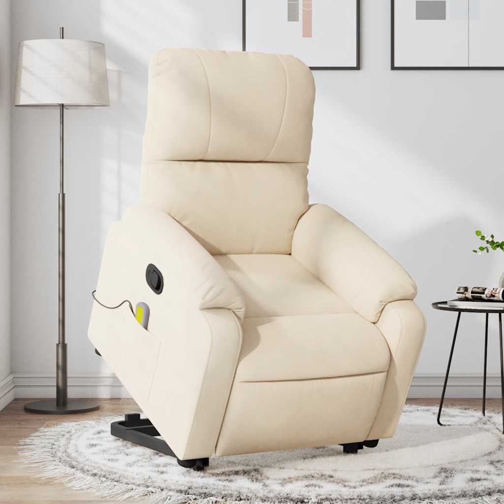 Vetonek Sillón reclinable de masaje elevable tela de microfibra beige