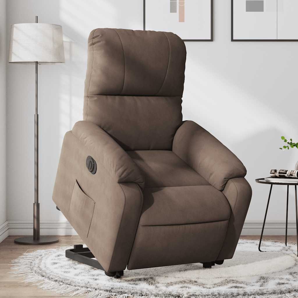 Vetonek Sillón eléctrico reclinable elevable tela microfibra marrón