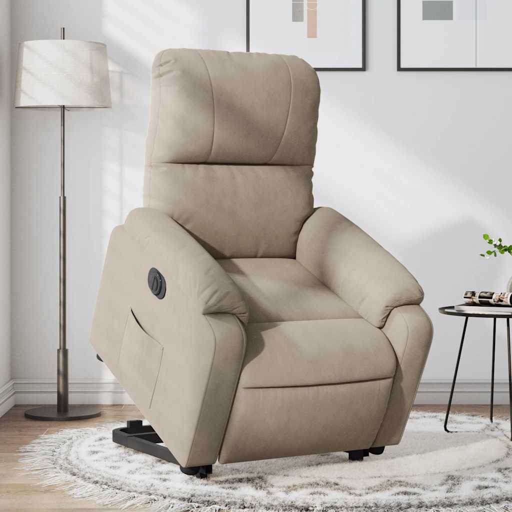 Vetonek Sillón eléctrico reclinable elevable tela microfibra gris taupe