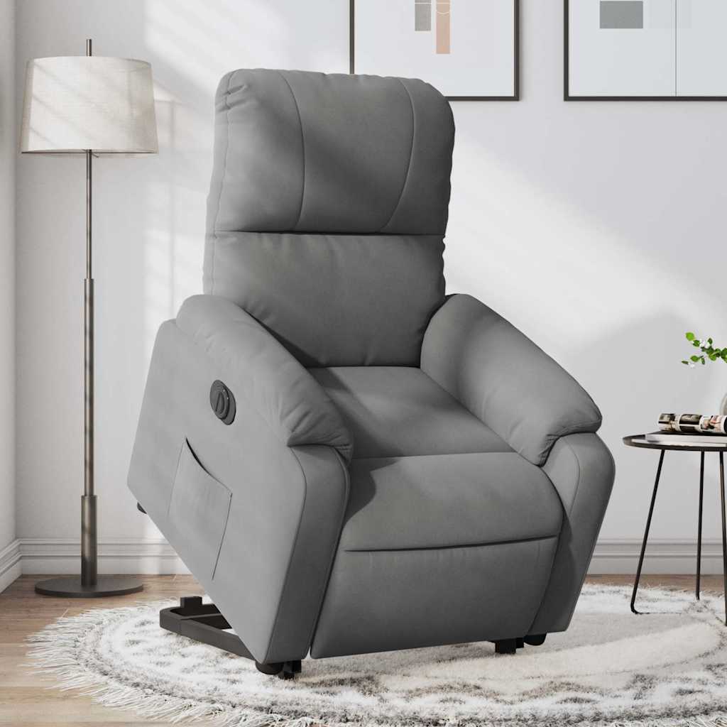 Vetonek Sillón eléctrico reclinable elevable tela microfibra gris