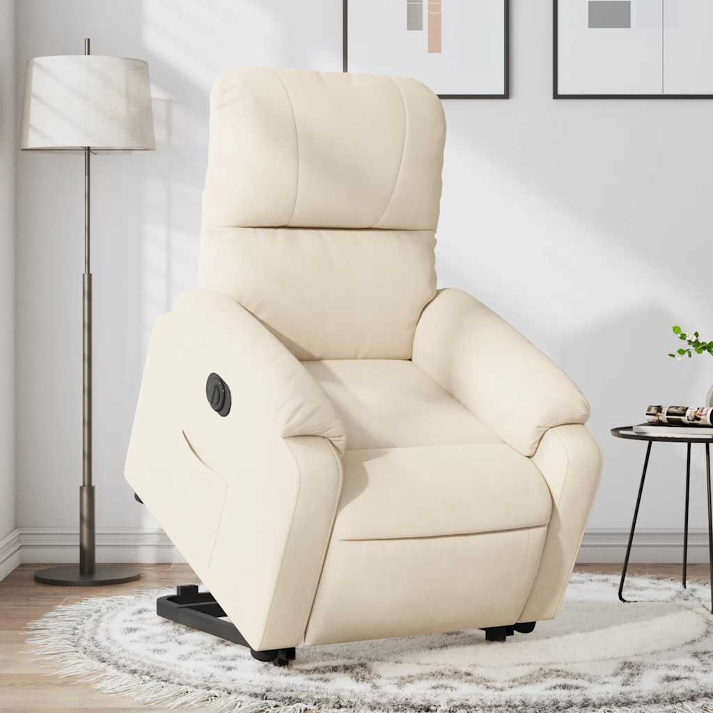 Vetonek Sillón eléctrico reclinable elevable tela microfibra beige