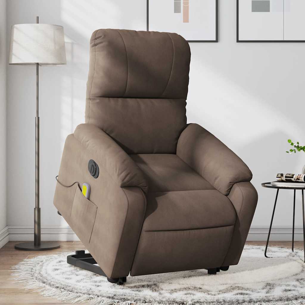 Vetonek Sillón masaje eléctrico reclinable elevable tela marrón 