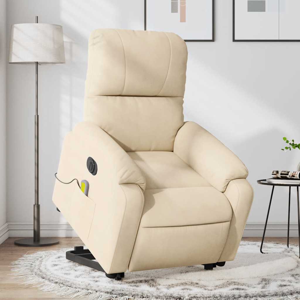 Vetonek Sillón masaje eléctrico reclinable elevable tela crema