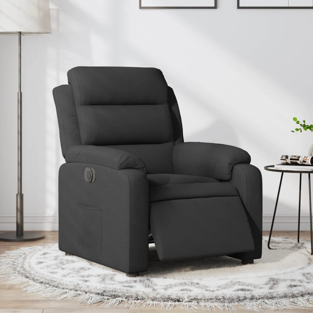 Vetonek Sillón reclinable eléctrico de tela negro