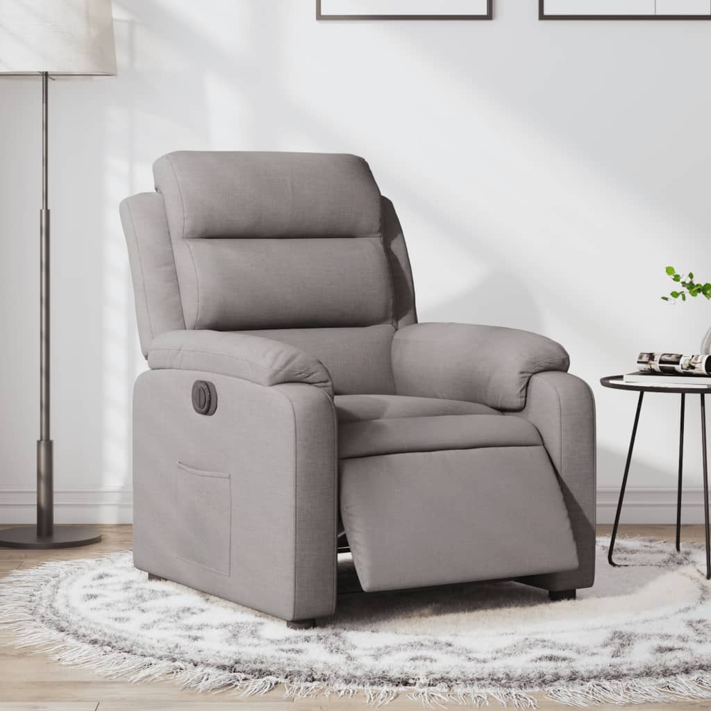 Vetonek Sillón reclinable eléctrico tela gris taupé