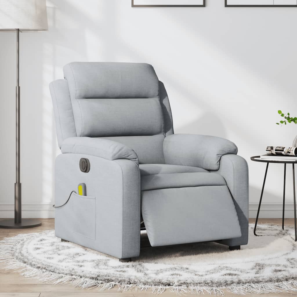 Vetonek Sillón reclinable de masaje eléctrico tela gris claro