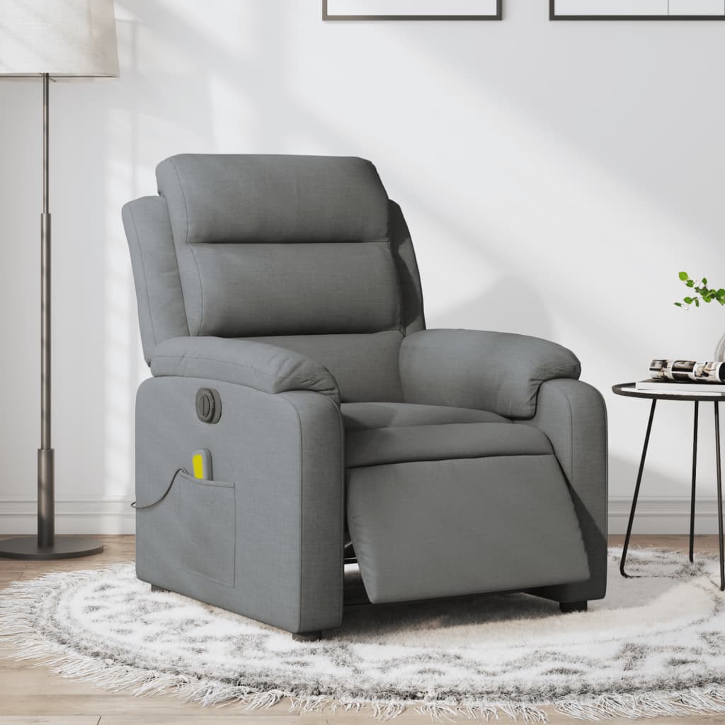 Vetonek Sillón reclinable de masaje eléctrico tela gris oscuro