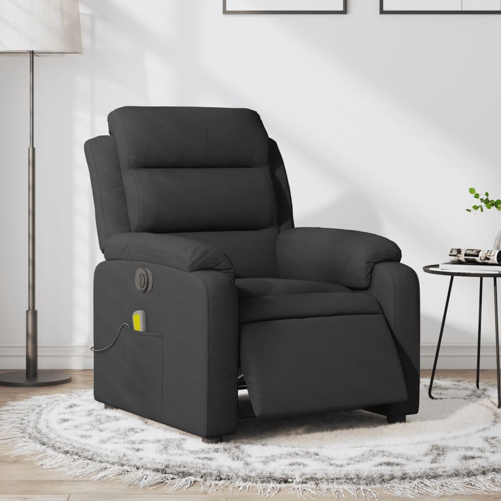 Vetonek Sillón reclinable de masaje eléctrico tela negro