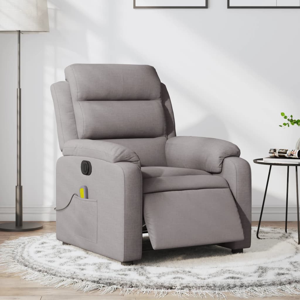 Vetonek Sillón reclinable de masaje eléctrico tela gris taupe