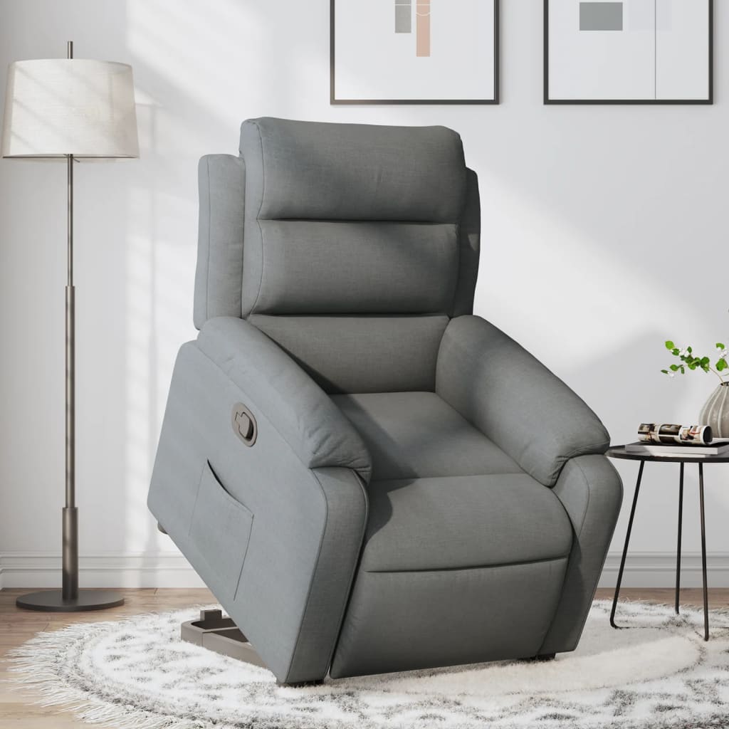 Vetonek Sillón reclinable elevable de tela gris oscuro