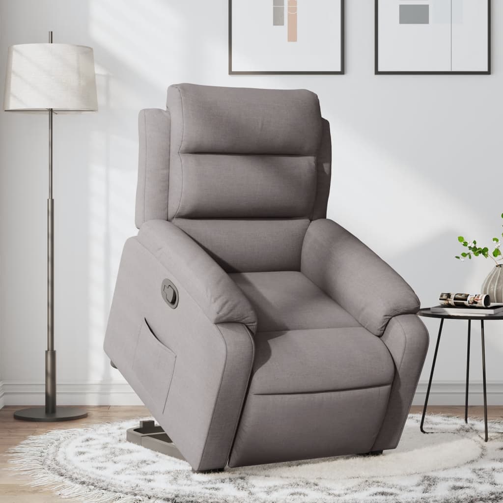 Vetonek Sillón reclinable elevable tela gris taupe