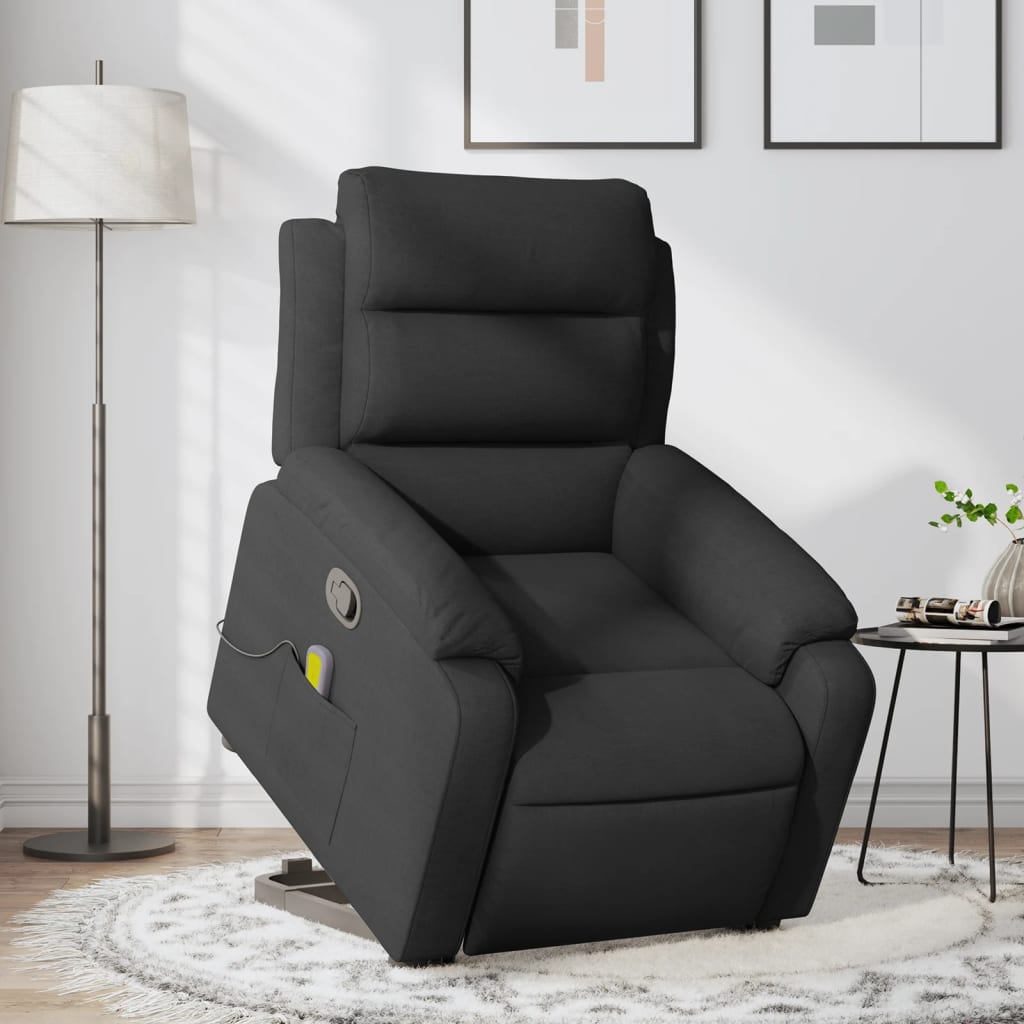 Vetonek Sillón reclinable de masaje elevable tela negro