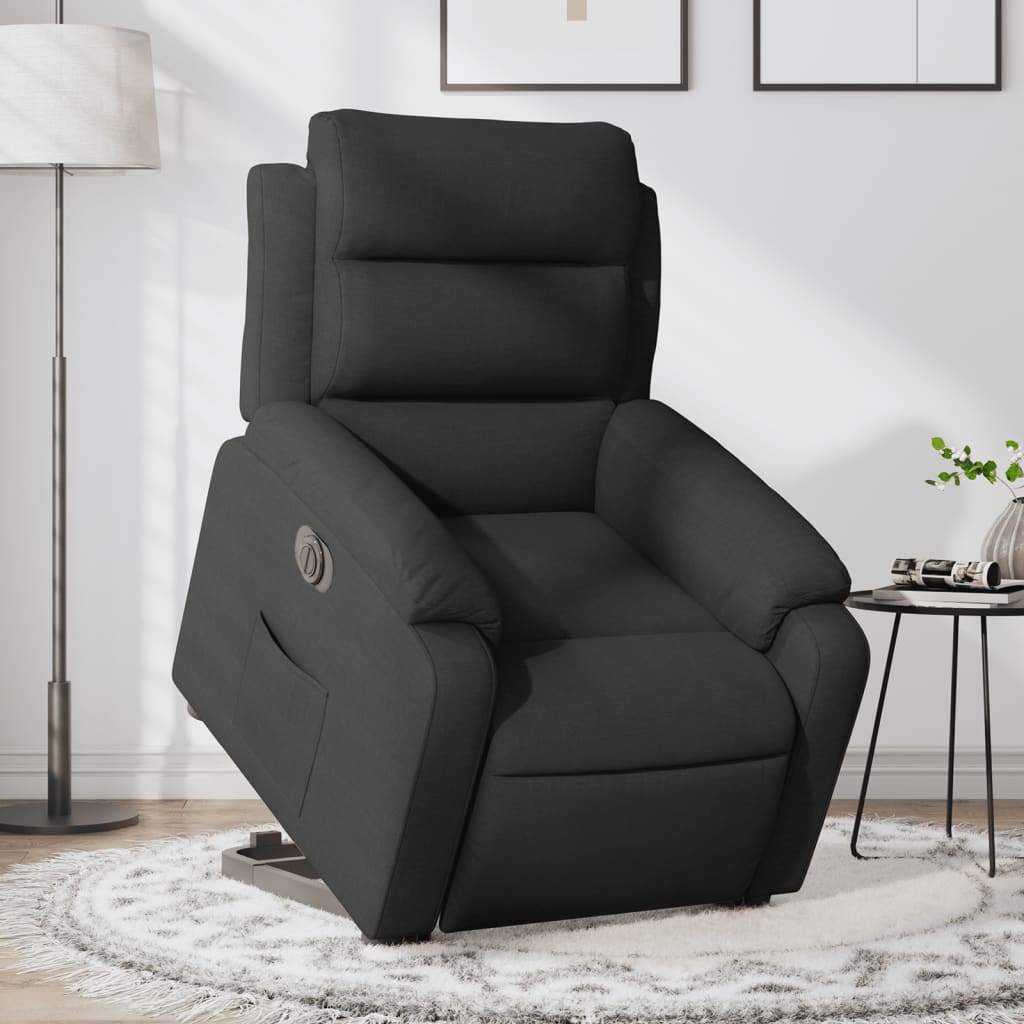 Vetonek Sillón eléctrico reclinable elevable de tela negro