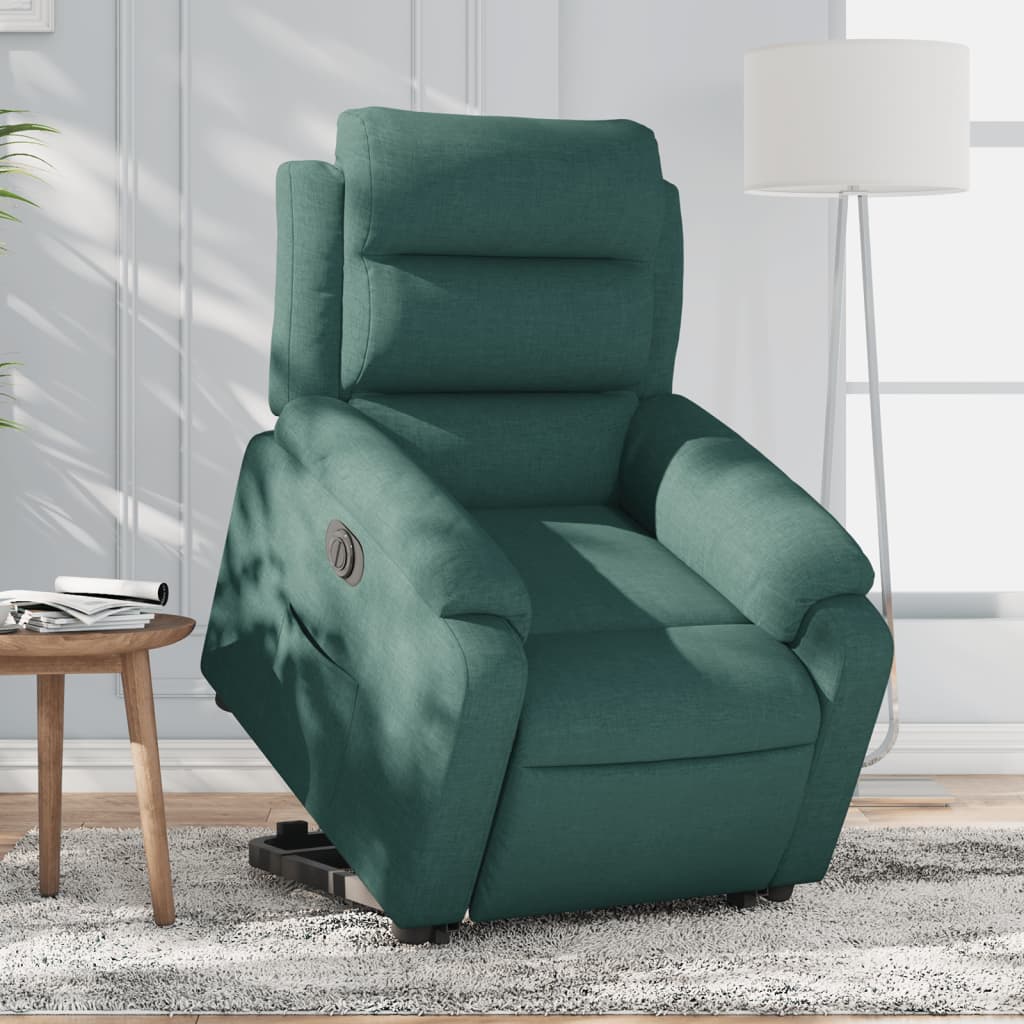 Vetonek Sillón eléctrico reclinable elevable de tela verde oscuro